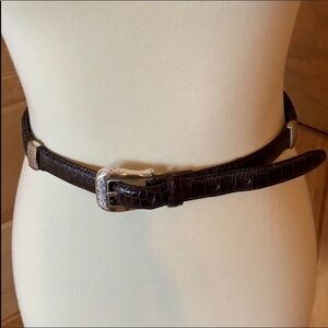 Brighton embossed & braided brown leather belt Medium